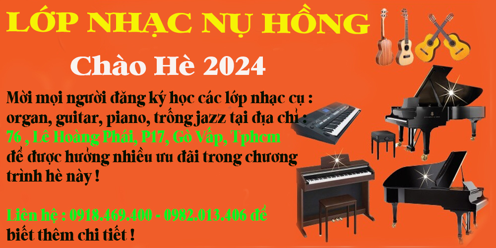 Trung Tâm Dạy Nhạc Tại Gò Vấp, Piano, Organ, Guitar,Trống